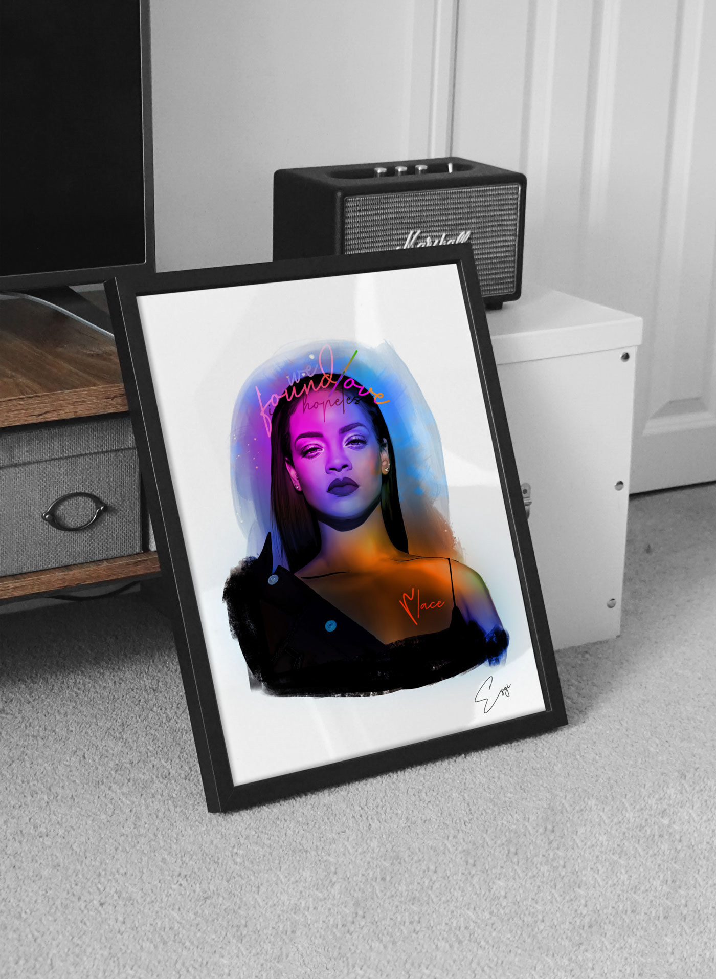 draw ILLUSTRATION  ipad pro Procreate Rihanna skecth design Digital Art  music poster