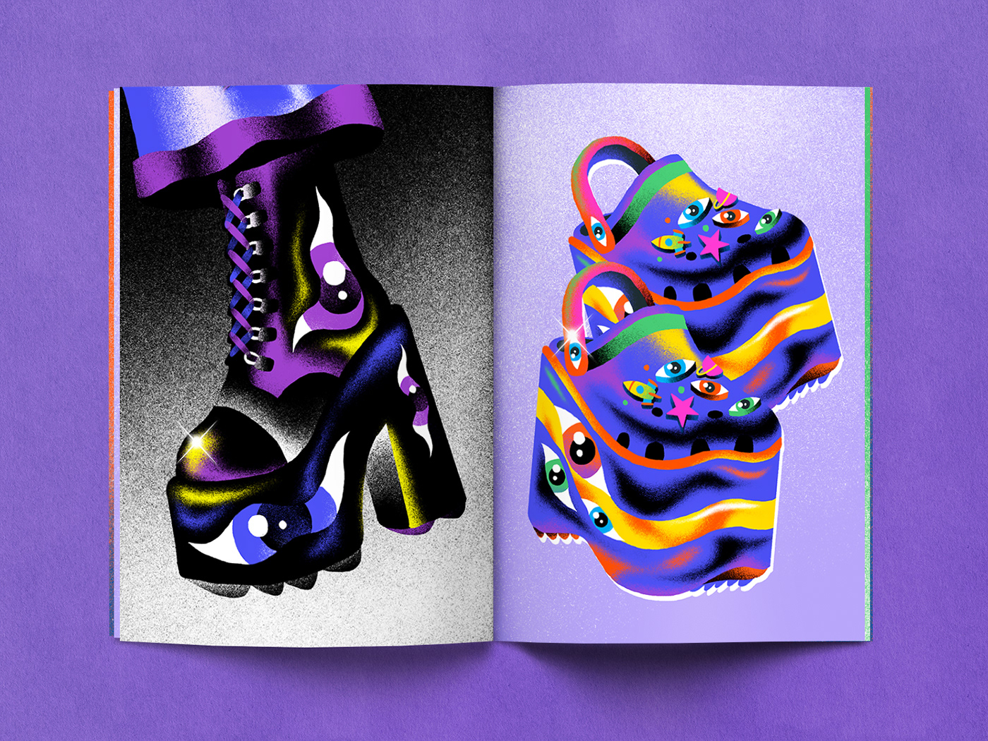 characterdesign digitalart Guatemala ILLUSTRATION  print risograph shoes texture Zine 