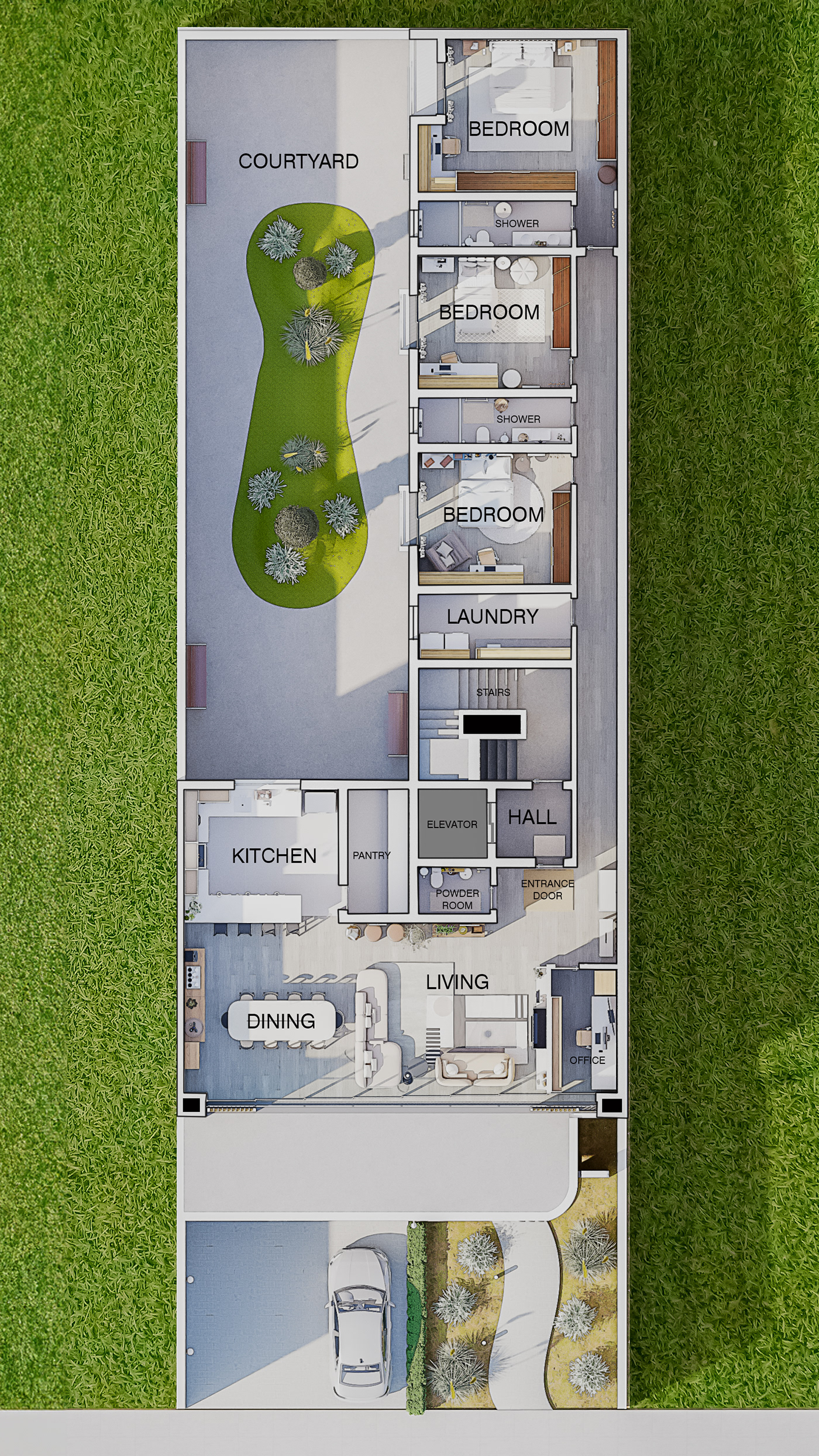 floor plan top view interior design  architect apartment Blueprint revit Render photoshop planta humanizada