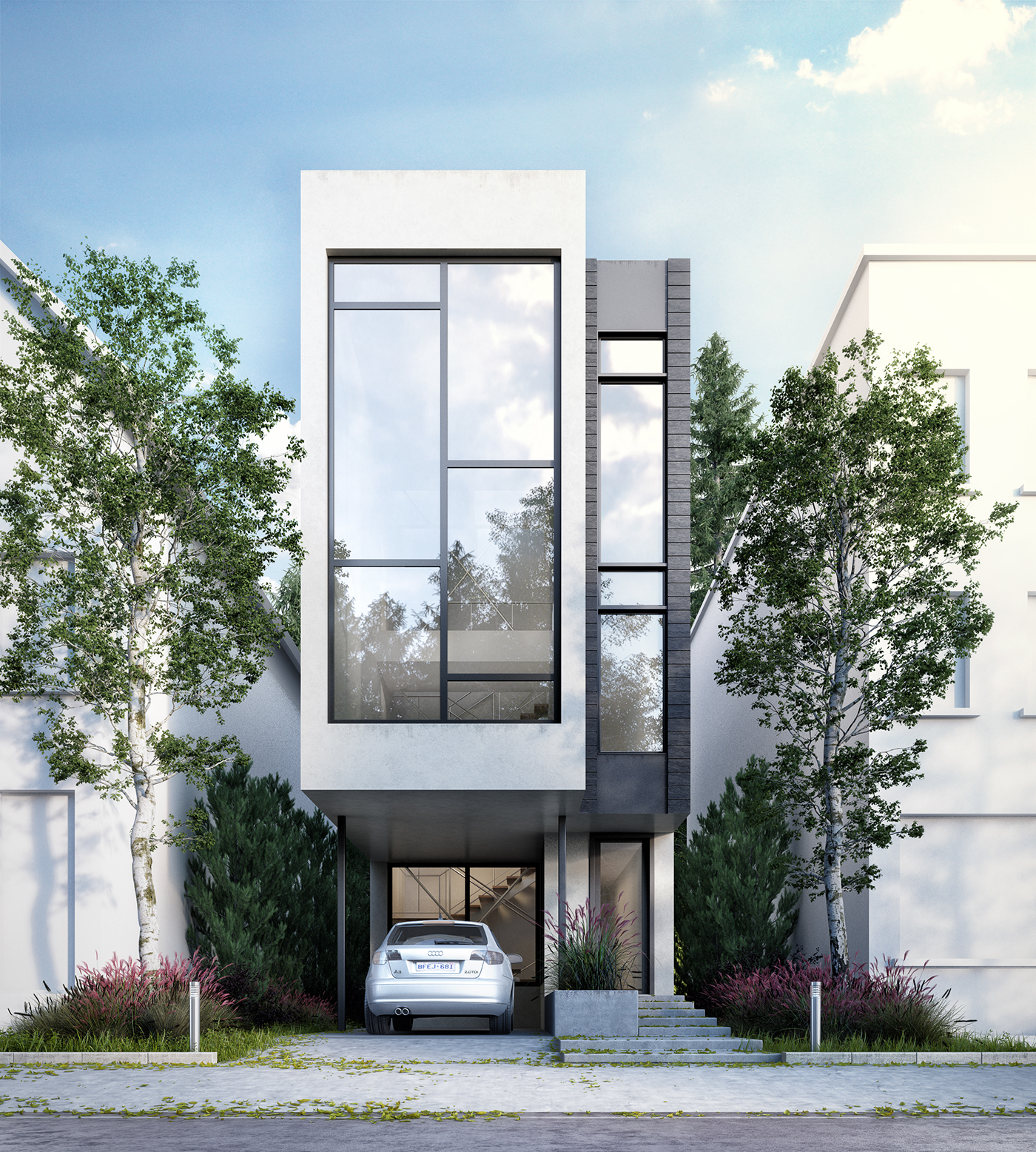 exteriors country modern Urban bone structure 3dsmax vray photoshop rendering