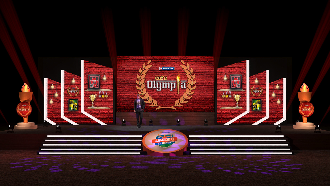STAGE DESIGN Award Stage event stage design 3D stage design graphic design  branding  entrance arch set design  Render