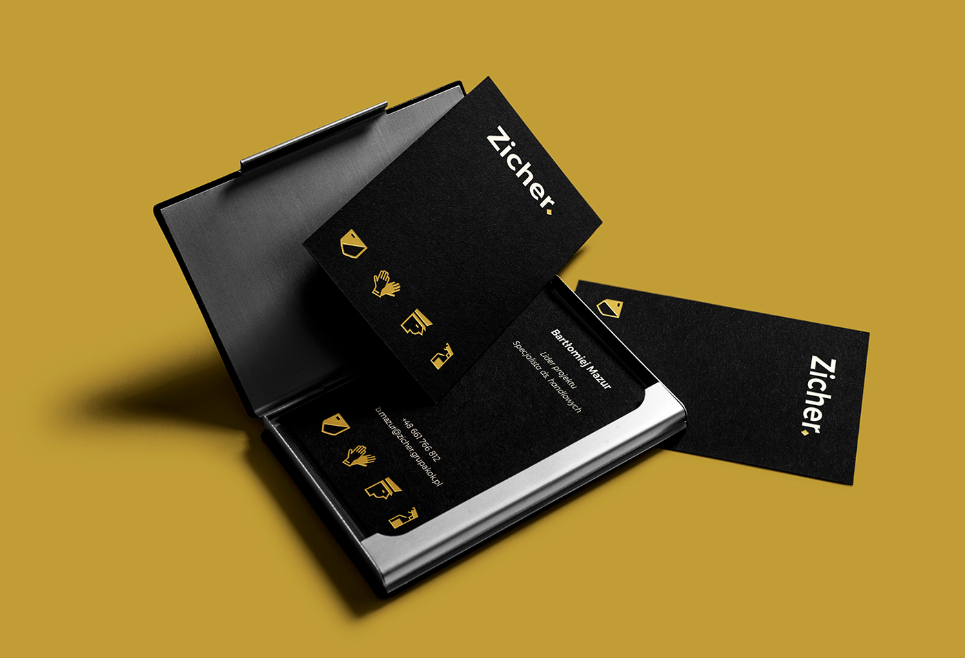 gold logo brand branding  Stationery cards design Minimalism security local