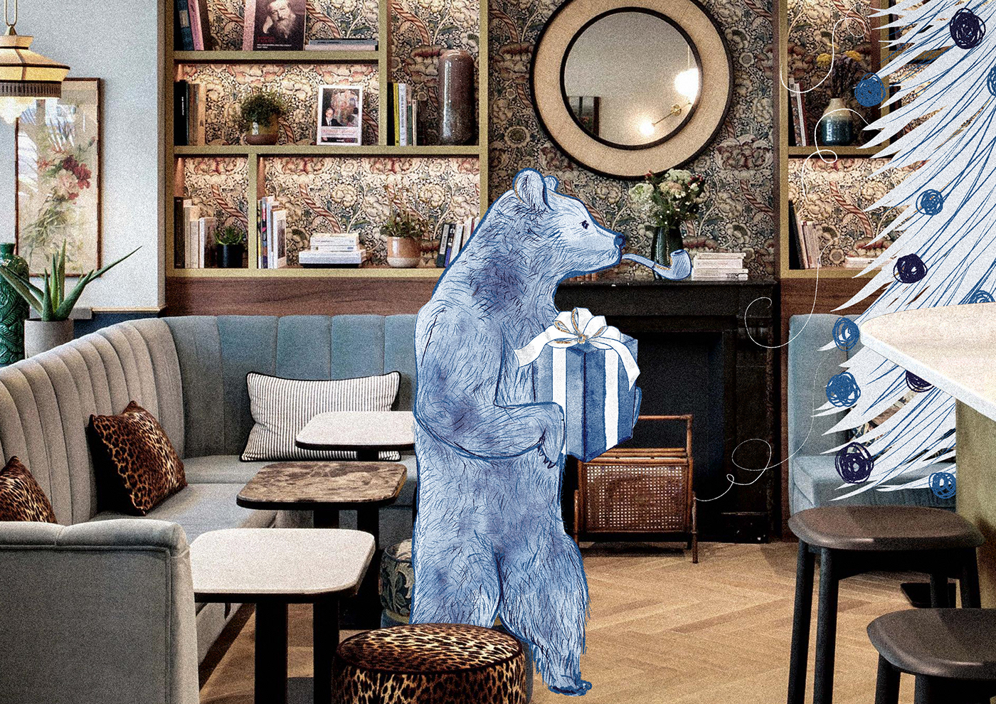 animal art bear chritsmas hotel ILLUSTRATION  navidad noel ours Paris