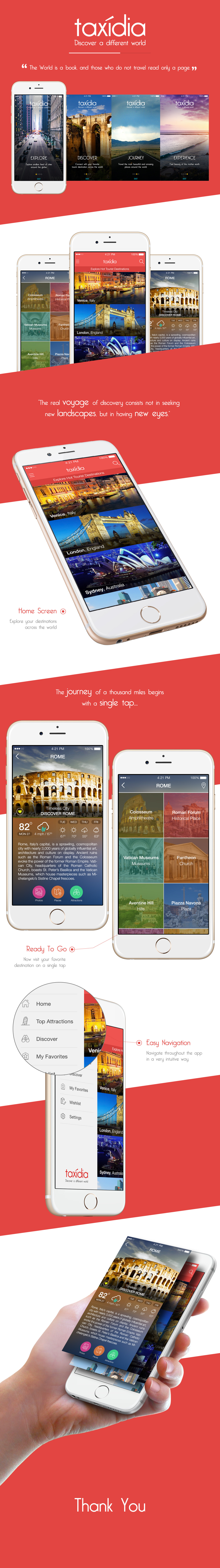 destinations tourist traveller UI iphone app journey discover Travel ios7 flat design concept travel guide Travel App search places