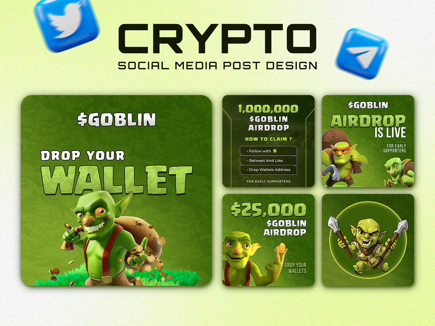 crypto Airdrop Telegram twitter banner social media post design Web Banner Instagram Post