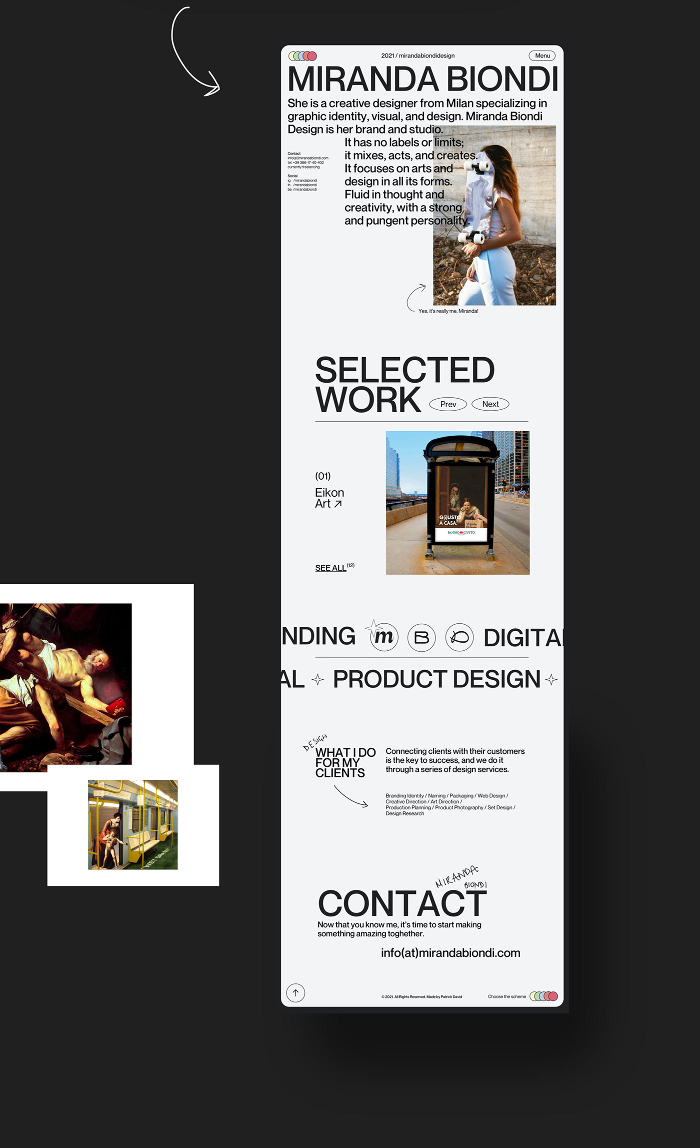 Brutalist designer flat minimal portfolio Progetto web typography   UI/UX Web Design  Website