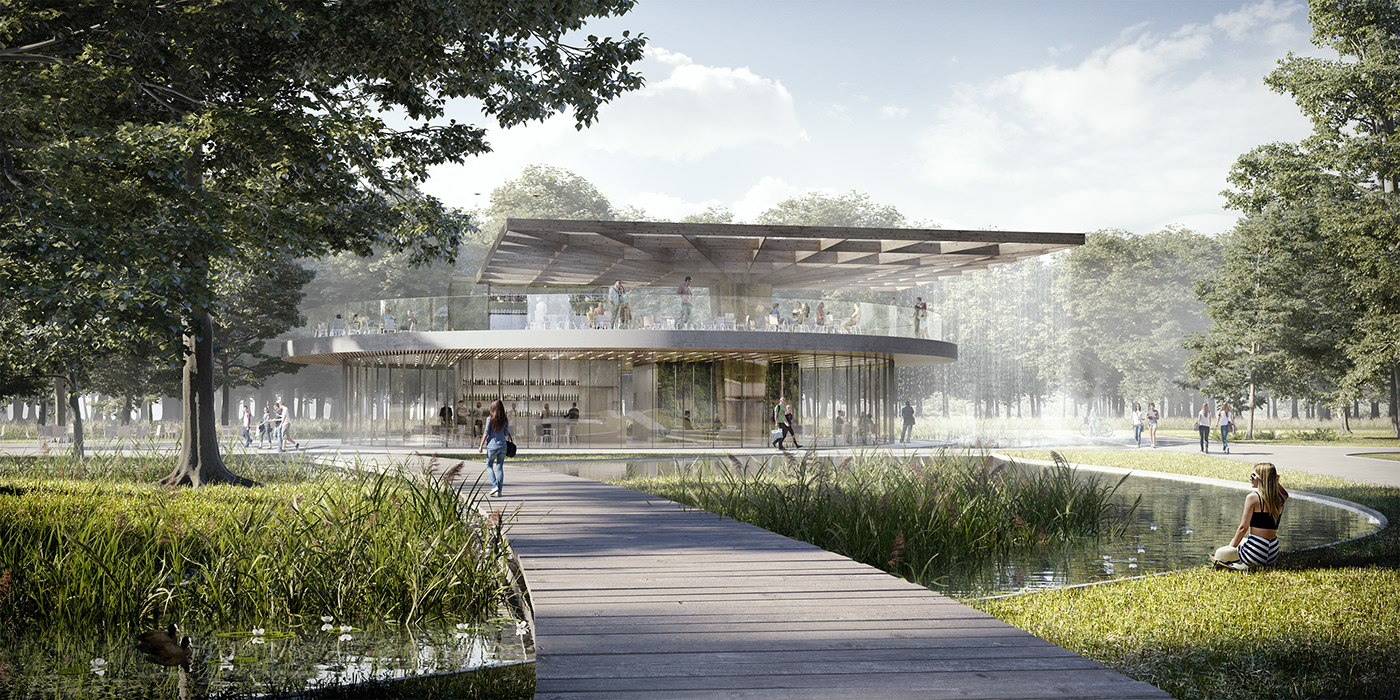 3D architecture design Eko Landscape meadow Park visualisation vray warsaw