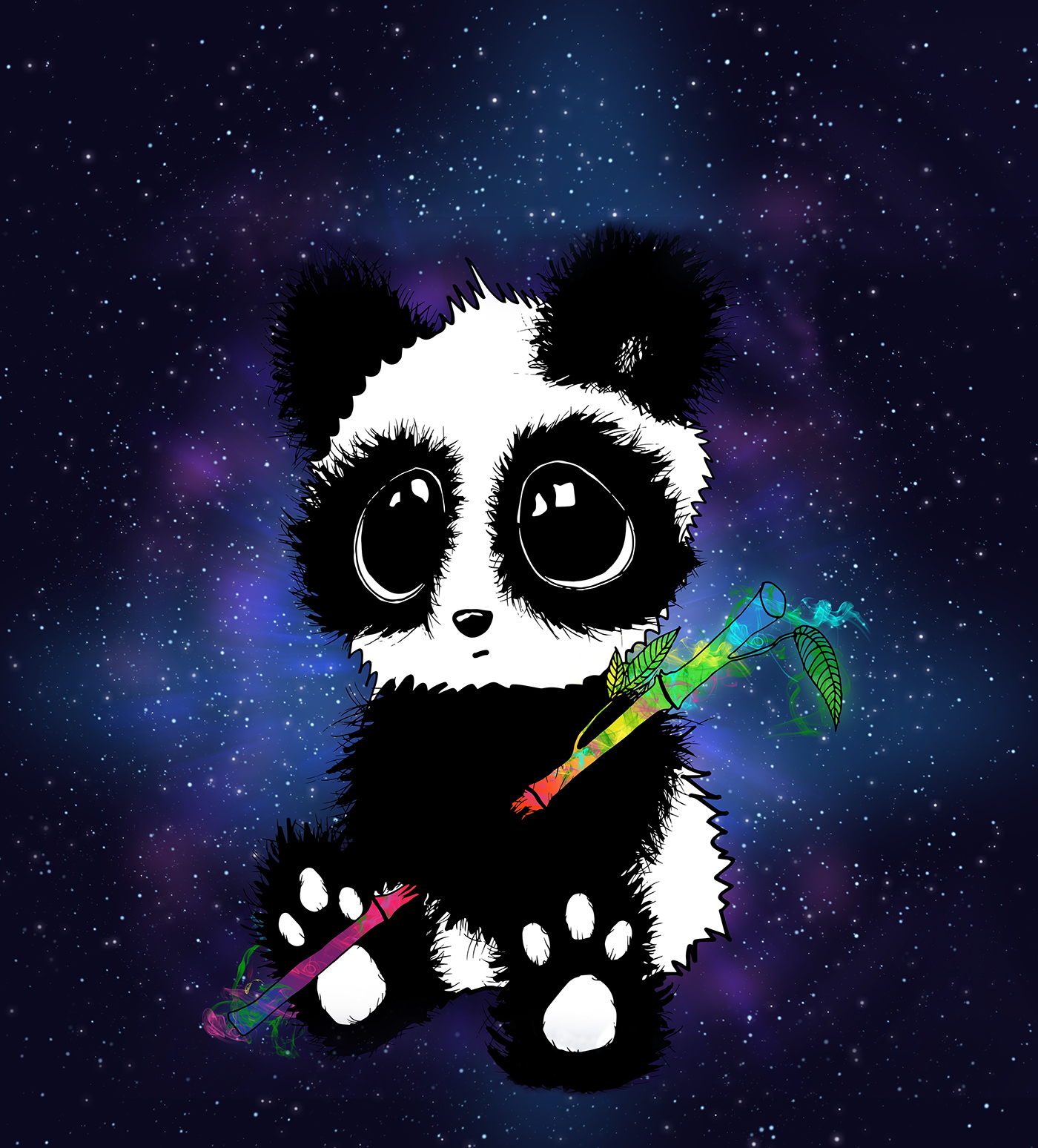 cosmos galaxy Panda  animals stars universe cute colorful digital illustration