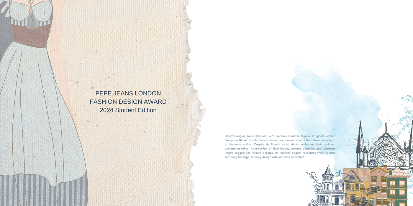 moodboard Denim pepe jeans fashion illustration fashion design Theme blue sketch concept art digital