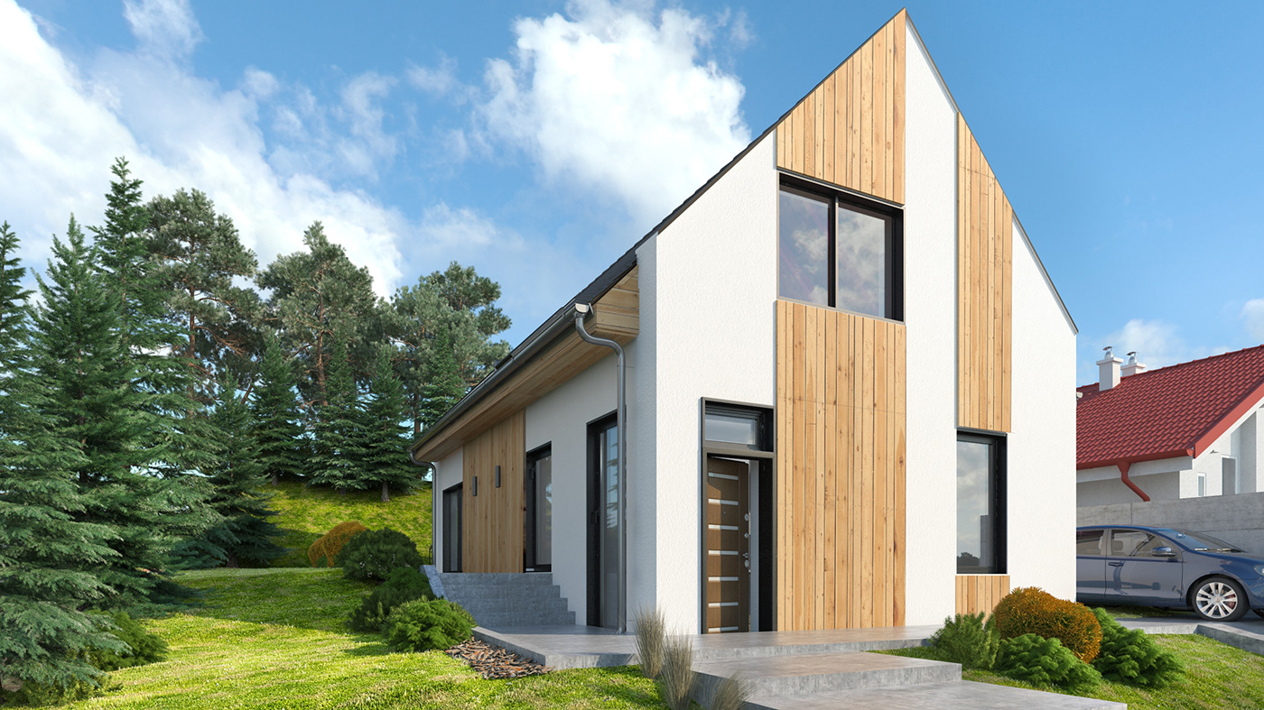 house simplehouse familyhouse White realistic wood garden daylight