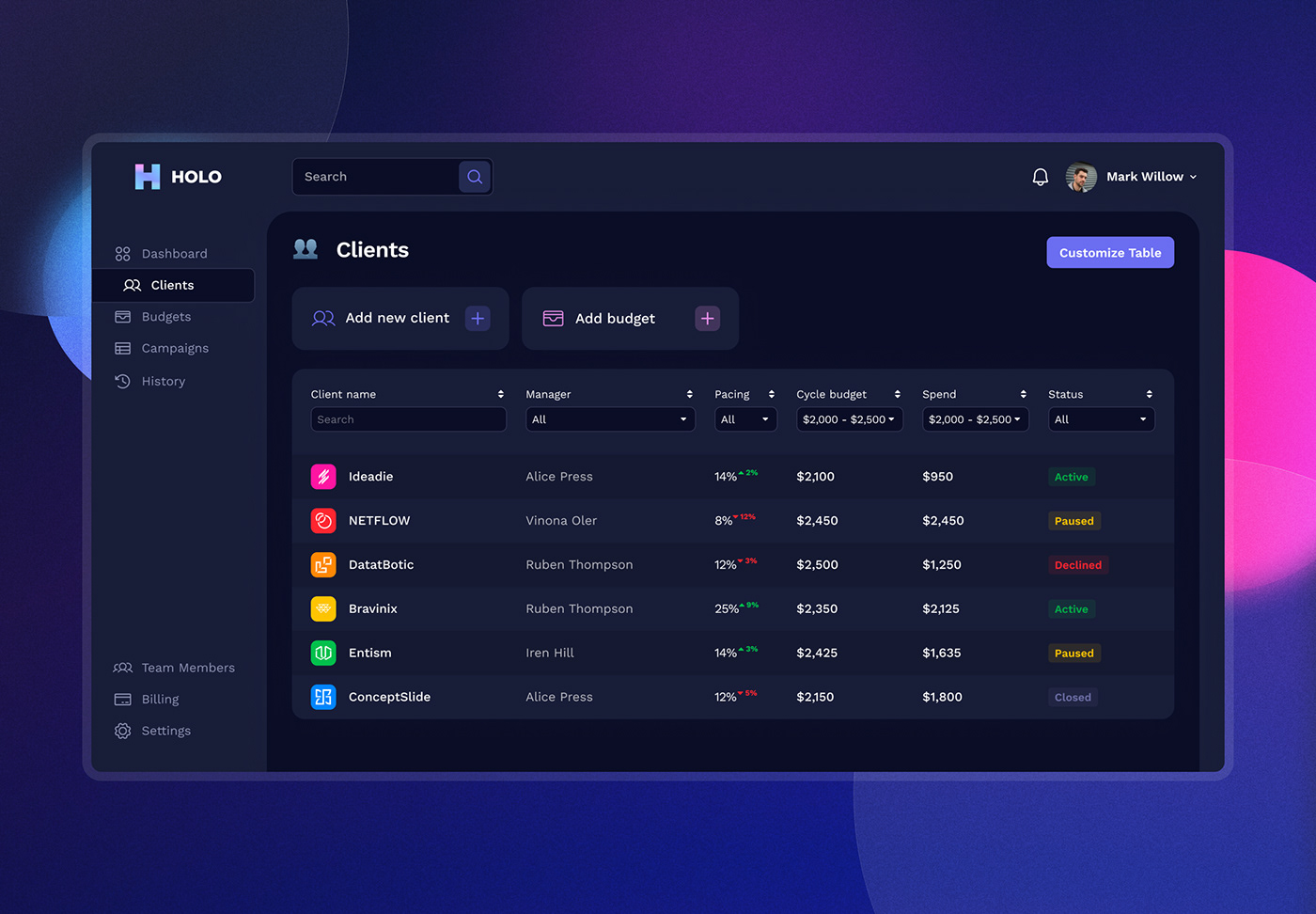 dark theme dashboard marketing   mobile Platform purple tablet UI ux violet