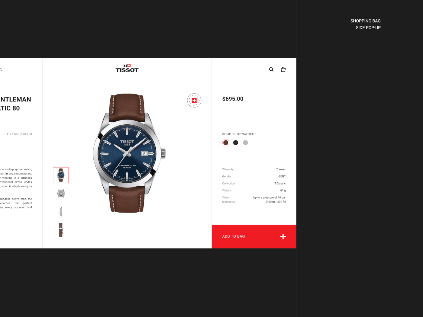 clock concept redesign TISSOT watch Web Design  UI/UX ui design shop E COMMERCE