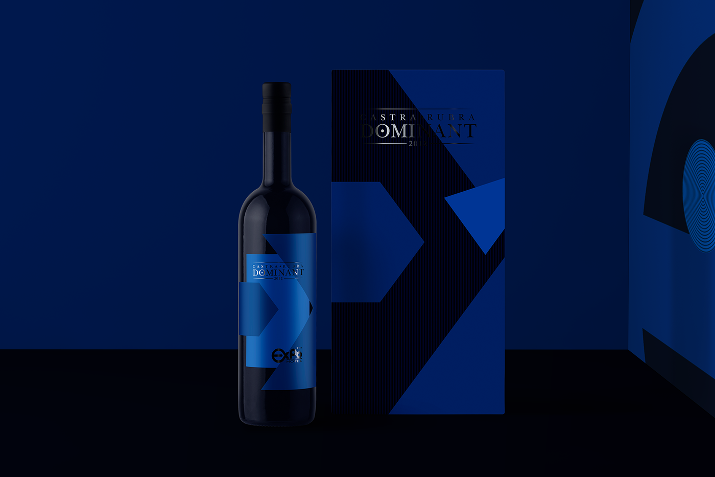 business hotel wine label stylish luxurious silver foil blue