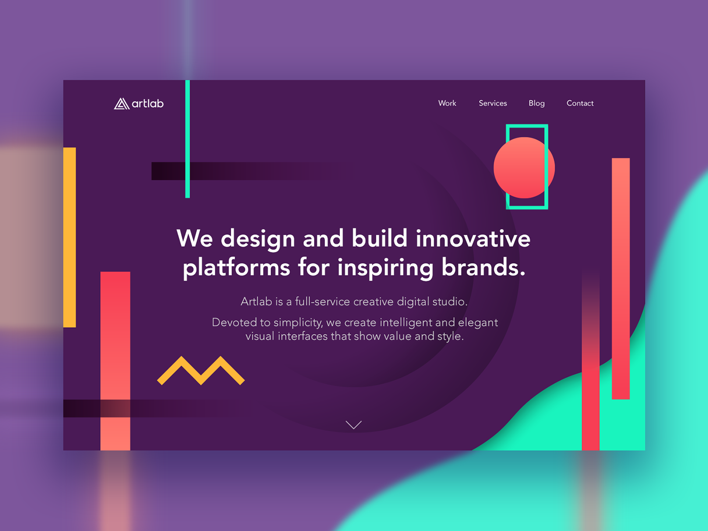 abstract geometric shapes colorful saturated color palette creative graphic design Development Studio digital boutique agency homepage landing page minisite ui ux identity web website