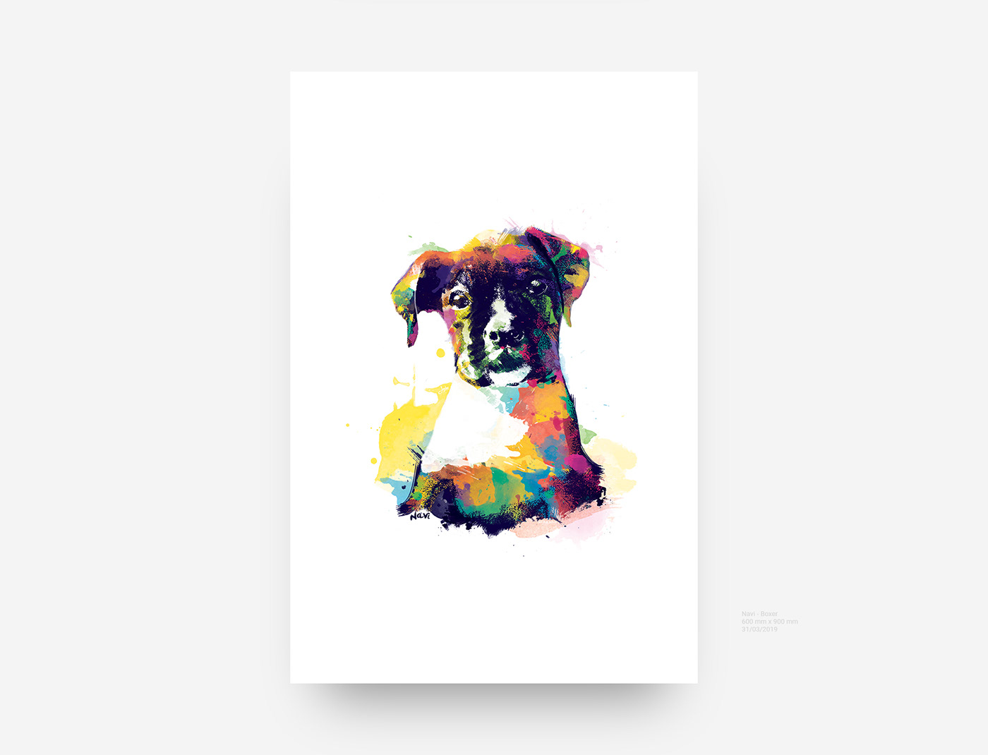 Poster Design portrait Pet Boxer Labrador watercolour print design  bird kitty cavoodle