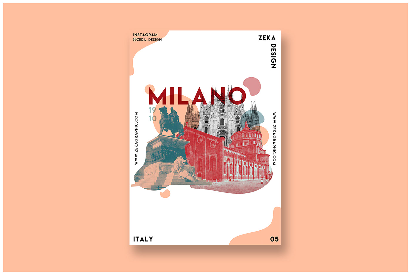 Poster Design Italy milan graphic design  Digital Collage Rome print design  minimal Venice zeka design