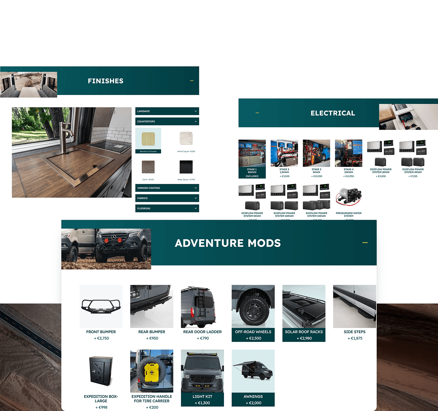 motorhome Travel caravan camper adventure car dealer Website UI/UX Van rvs