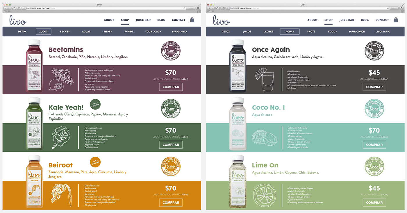 Cold Pressed Juicery Web Design  website development Juice company juicery online store e-commerce Wellness healthy food juice bar