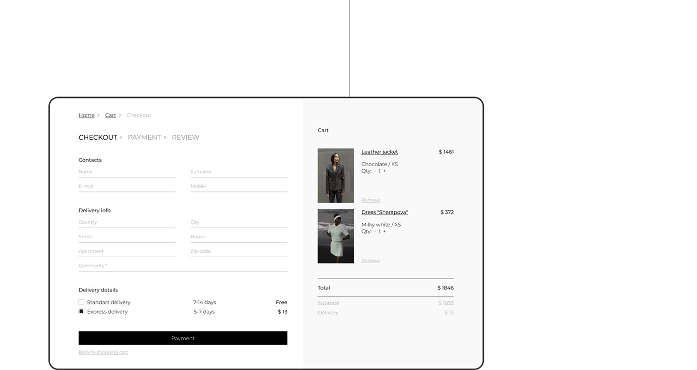 clothers brand clothers store concept e-commerce Figma model UI/UX Web Design  Website woman