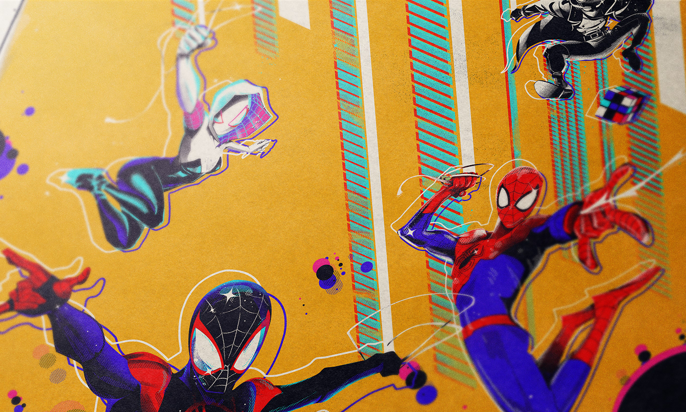 artwork fanart spiderman spiderverse comics photoshop poster