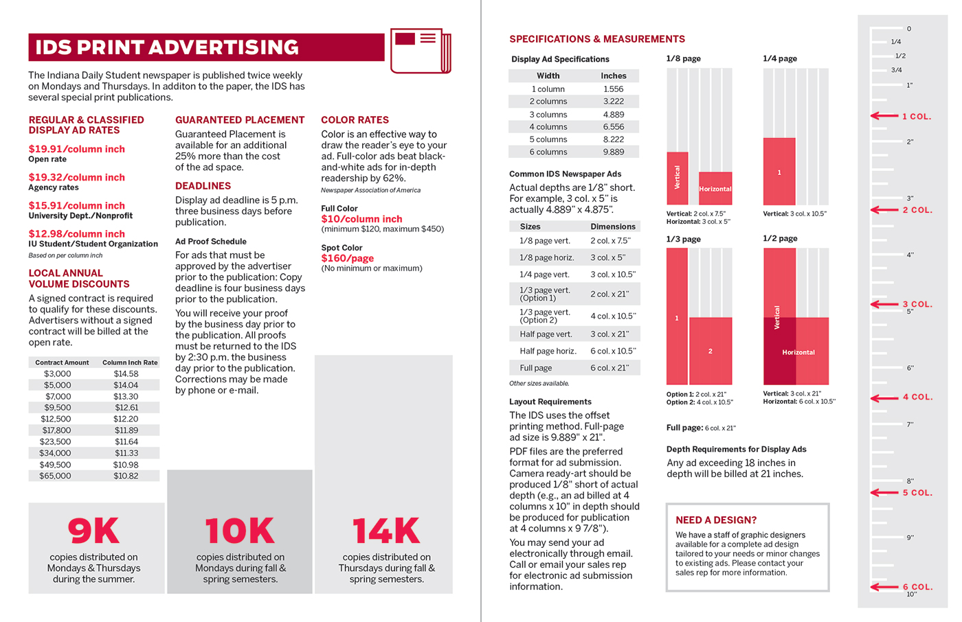 Advertising  advertising design ratecard rate card Media Kit media Indiana Daily Student iu student media