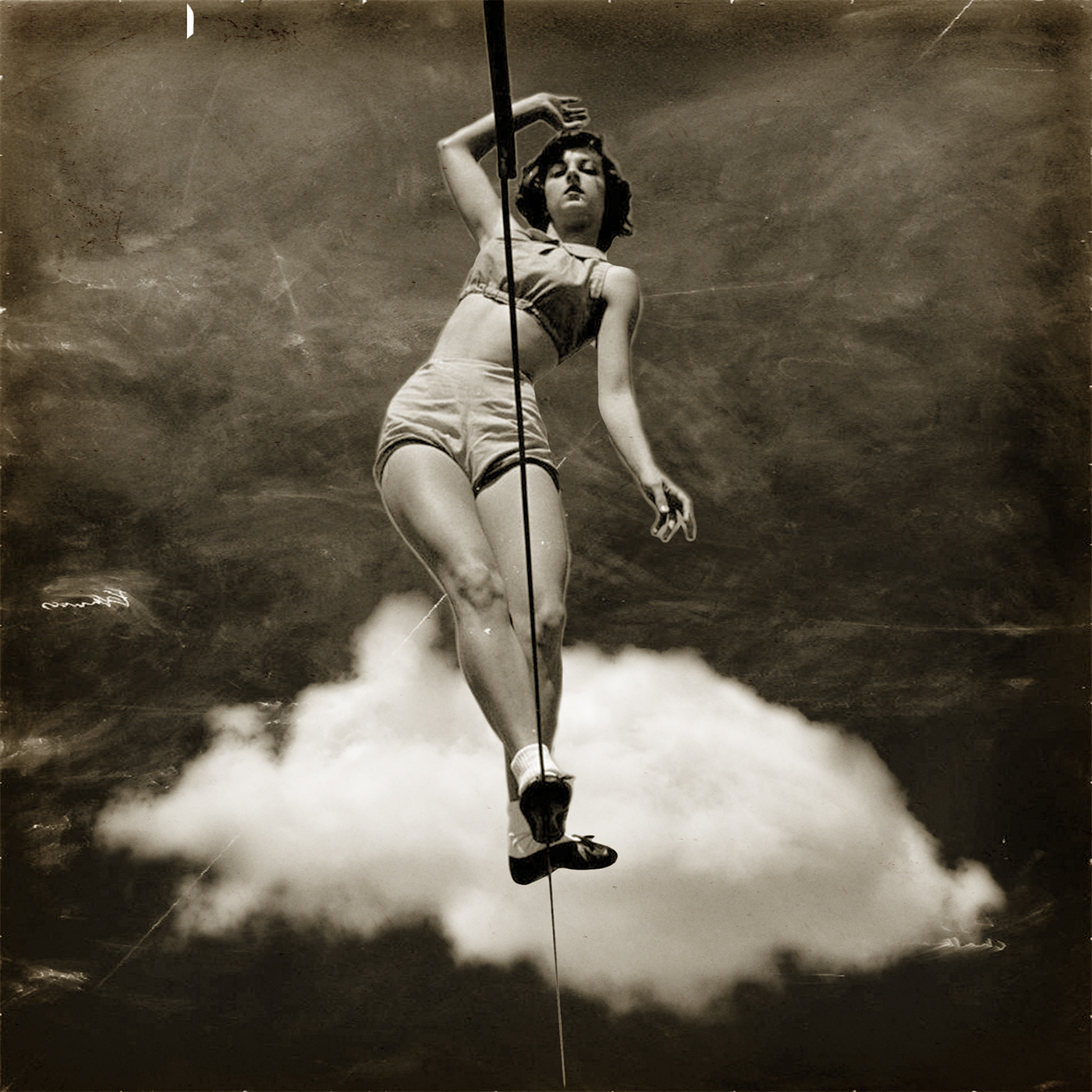 Circus cloud collage design Digital Photoshop grid ILLUSTRATION  SKY woman