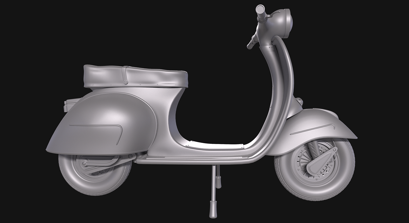 Vehicle automotive   3D vespa motorcycle vintage Retro Digital Art  Vespa Scooter mecha