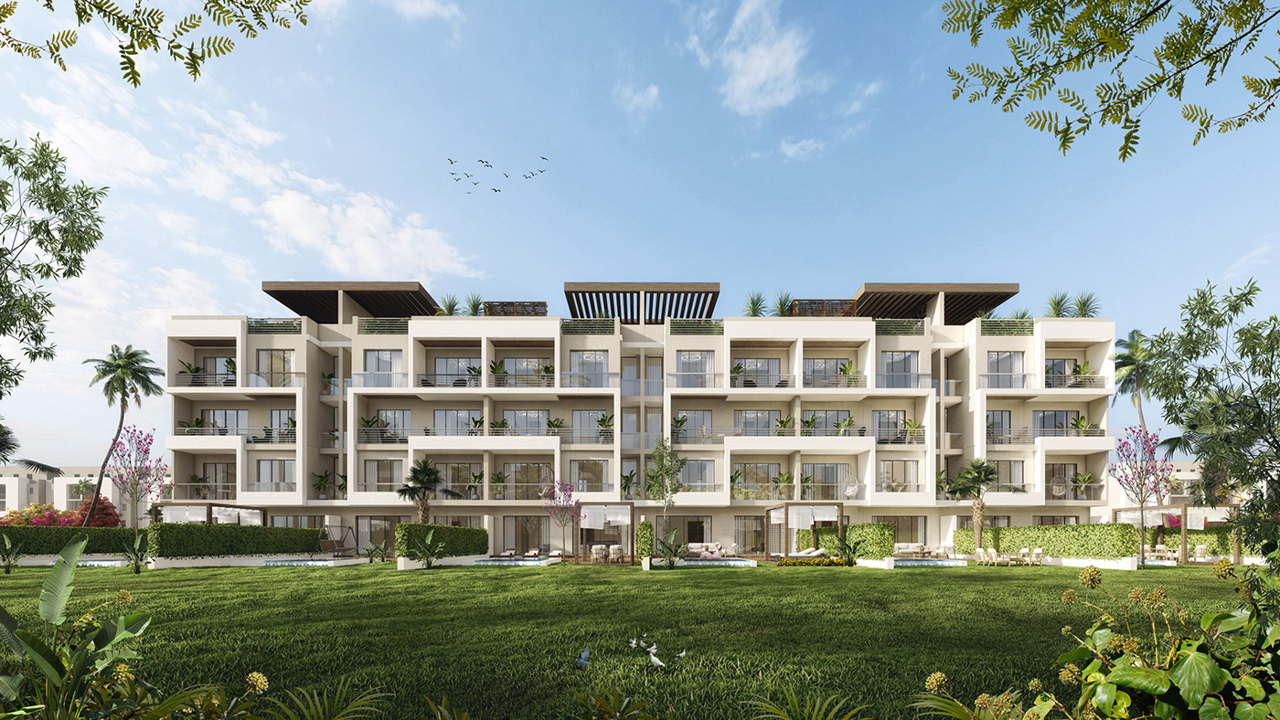 Render 3D visualization design architecture exterior facade Elevation Villa apartment