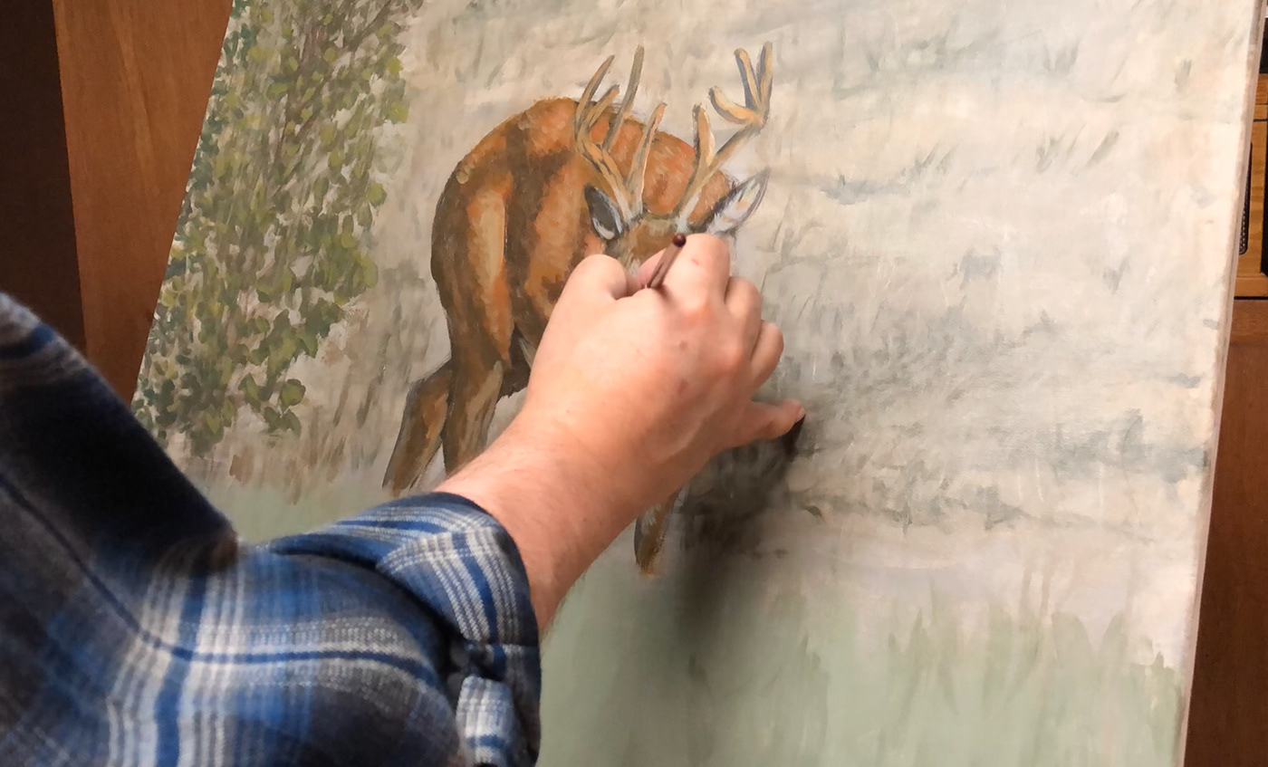 deer Nature acrylic painting canvas impressionist wildlife