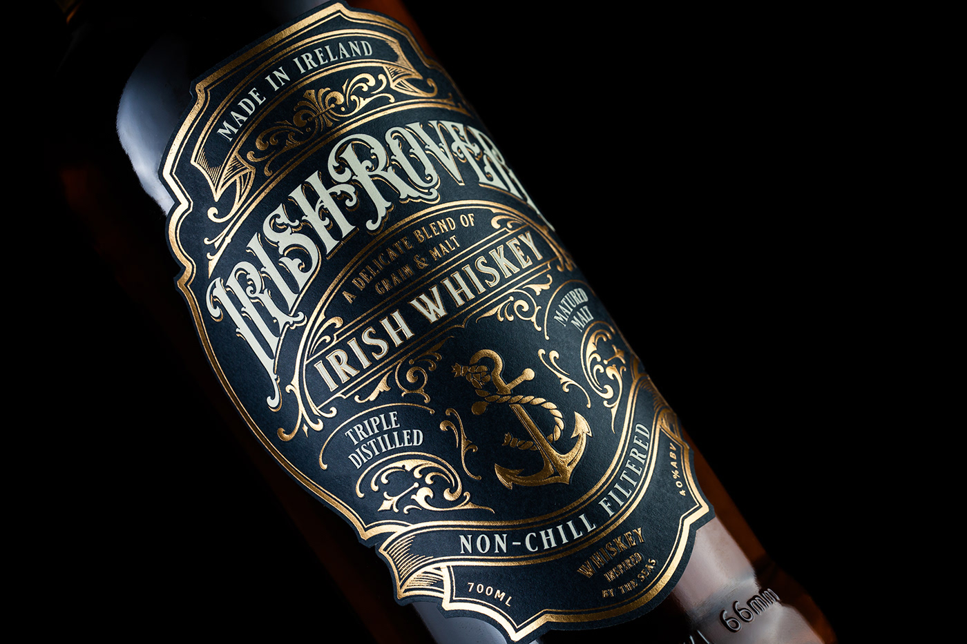 Whiskey bourbon Label spirit Packaging premium gin foil emboss gold