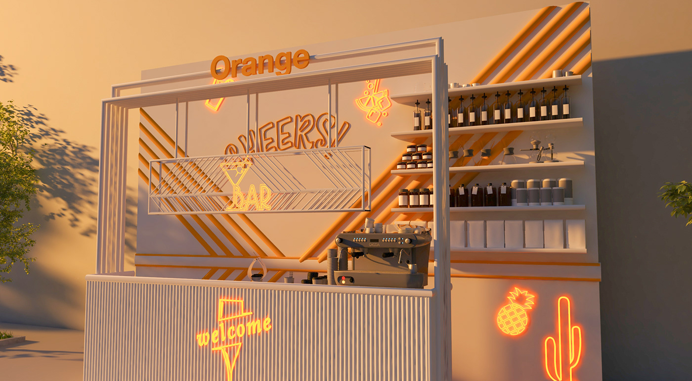 orange design Branding design brandingdesign Sports Design bar charging station bench youth 3dsmax