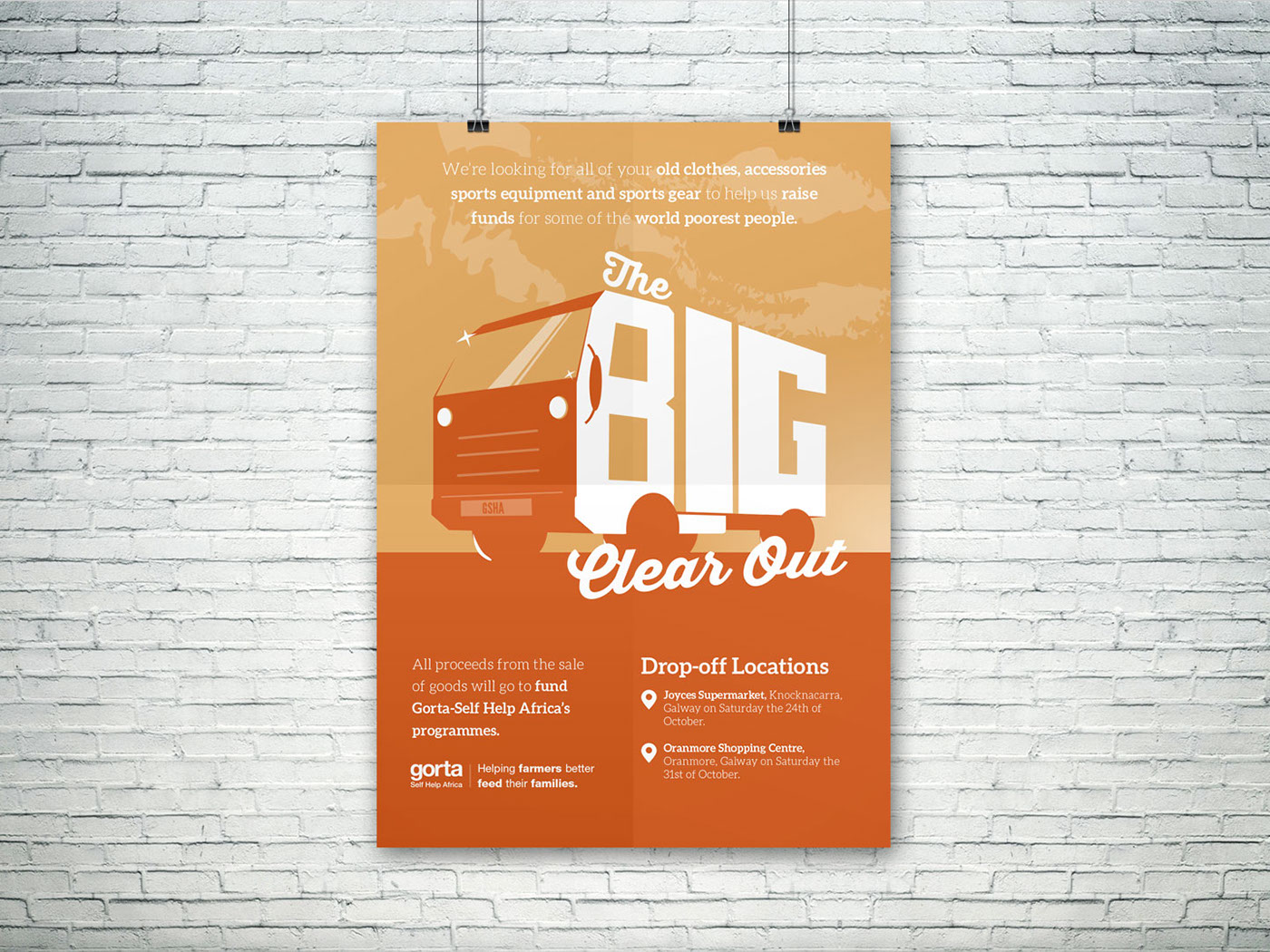 big clear out poster Promotion Truck Van simple flat Retro posters flyer charity campaign