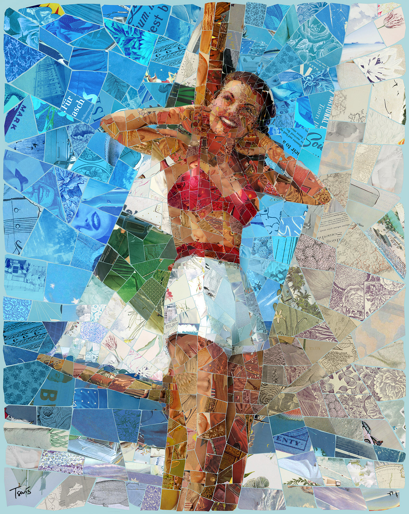 mosaic photomosaic photocollage retro beach nostalgia vintage collage texture pattern visual design