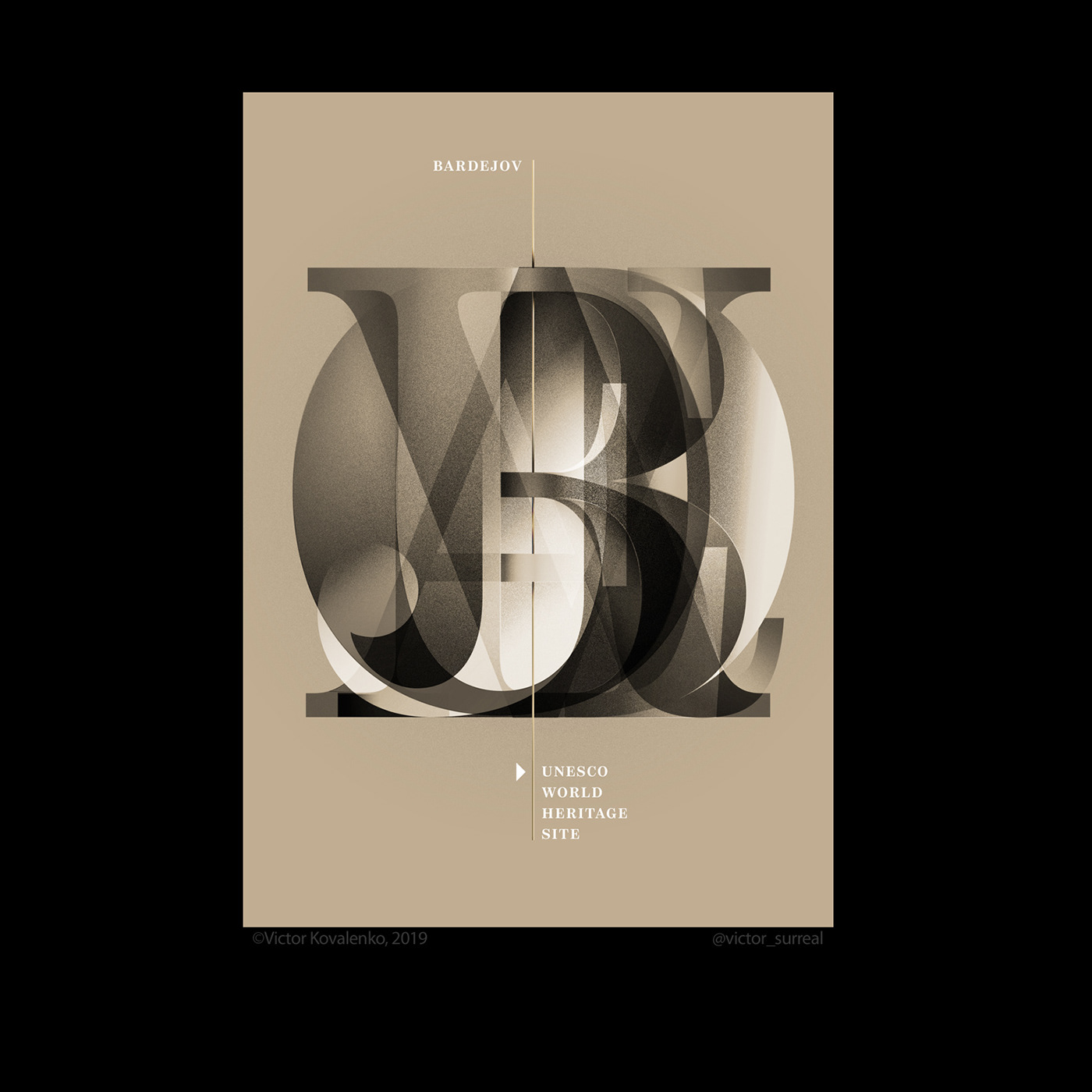 typography   custom type plakat slovakia Bardejov letters Poster Design UNESCO vector art victor surreal kovalenko
