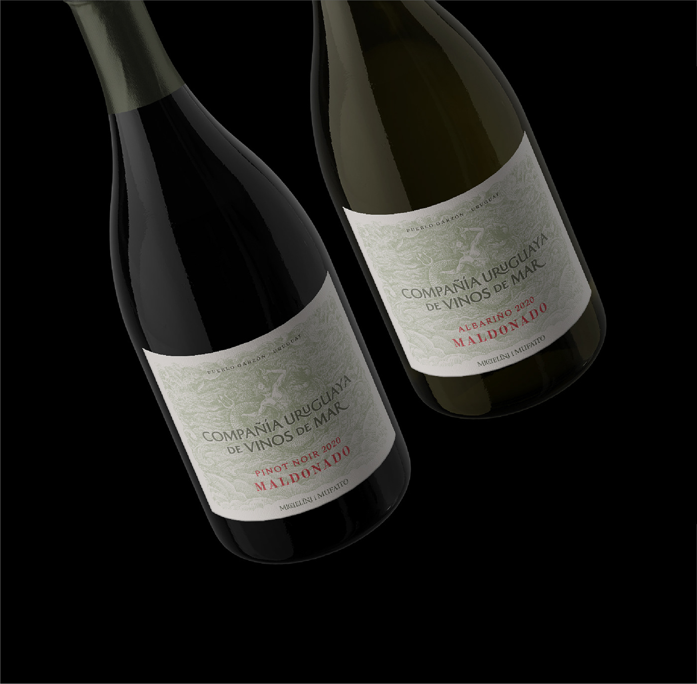atlantis mitology Ocean poseidon Triton uruguay Vinos vinos de mar wine wine label