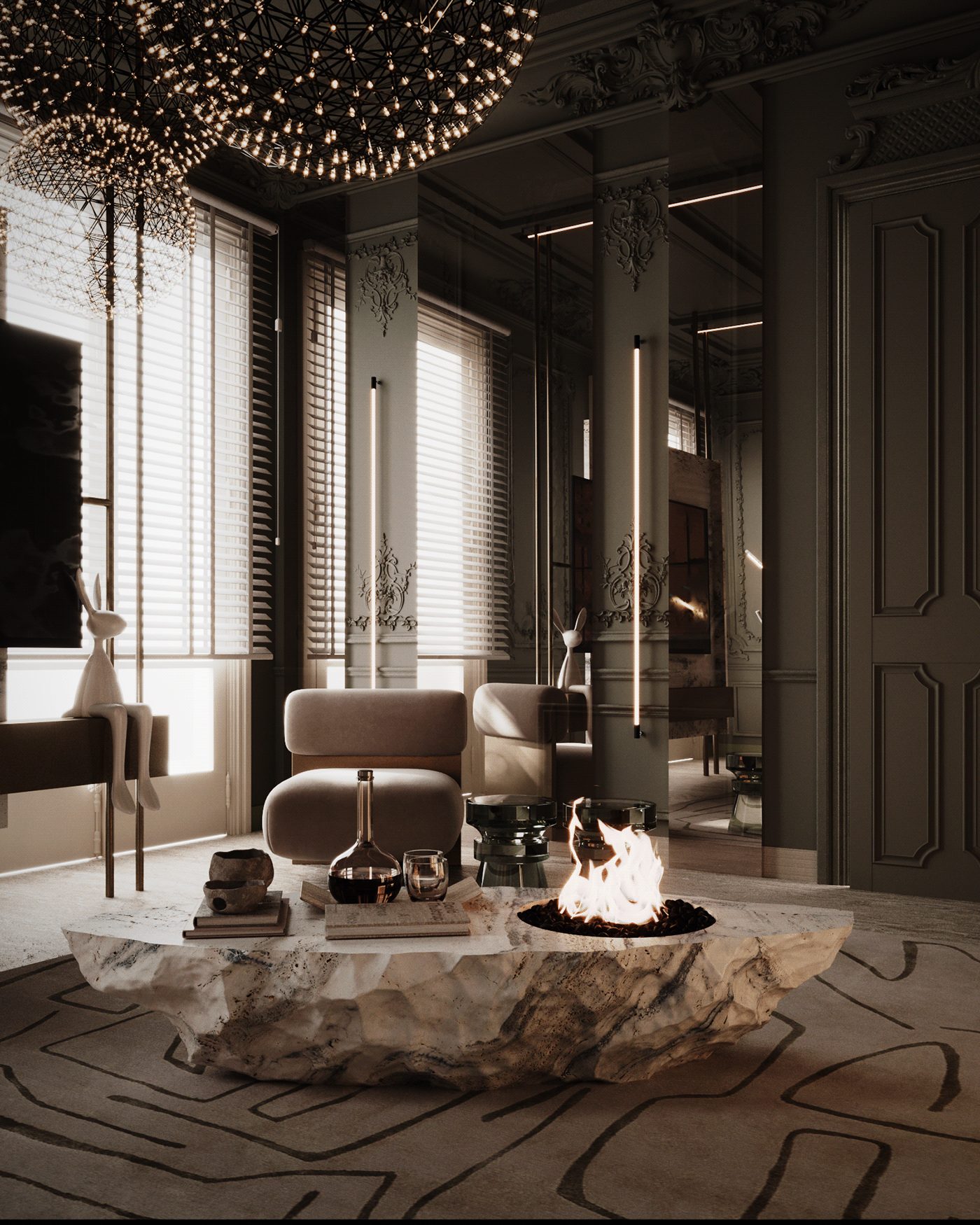 interior design  Interior architecture visualization Render corona CGI living room Classic