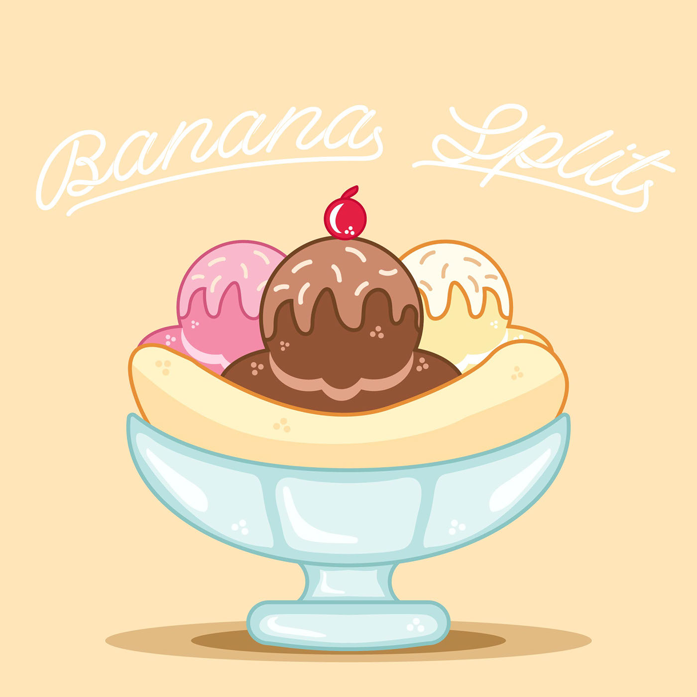 vector adobe illustrator Food  ice cream banana ILLUSTRATION  banana split