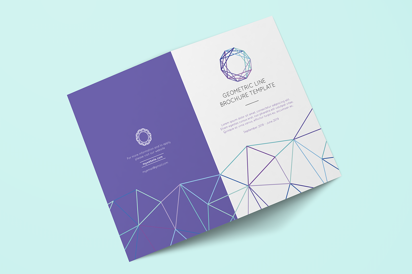 brochure template geometric lines two fold modern simple Icon polygon coorporate