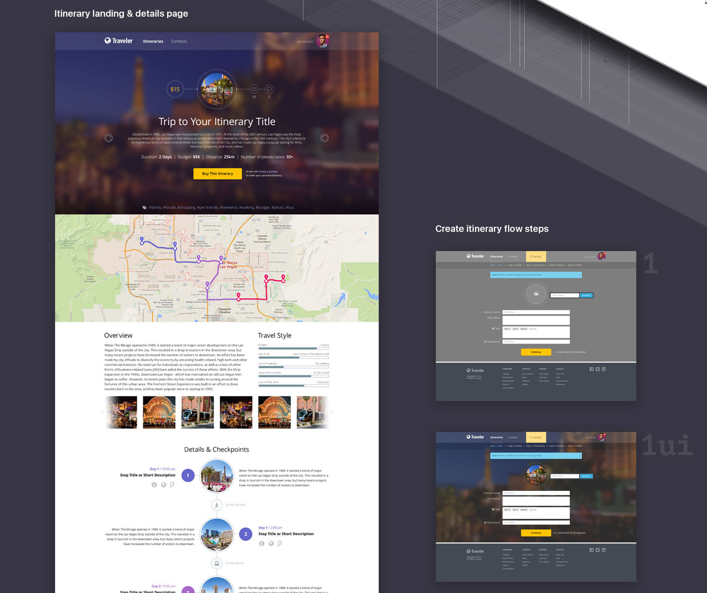 Marketplace map itinerary dashboard admin wireframes ui design concept