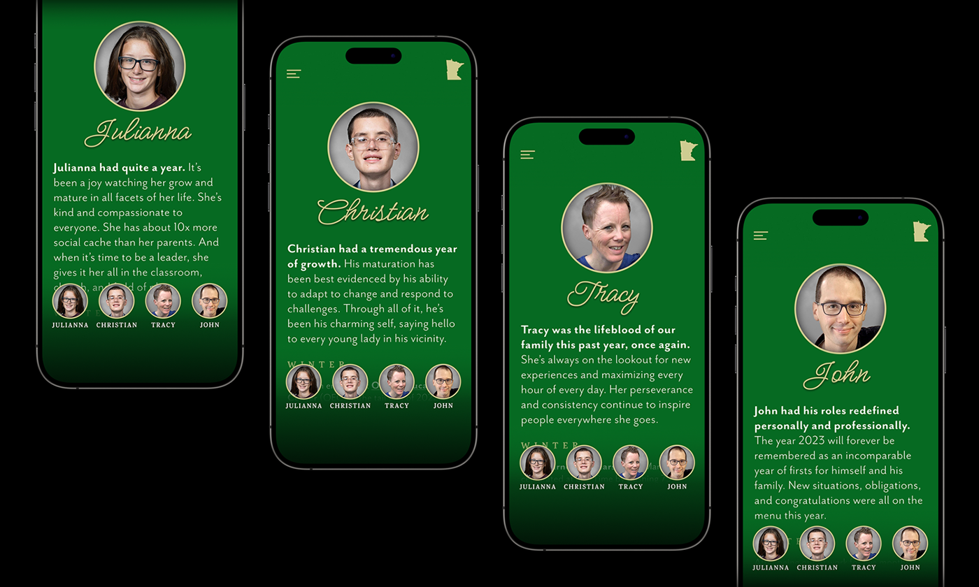 Figma user interface Web Design  green Christmas minnesota prototype mobile design