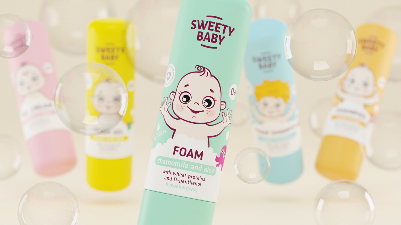 baby babycare babyproducts Brand Design children cosmetics kids kids illustration Packaging skincare