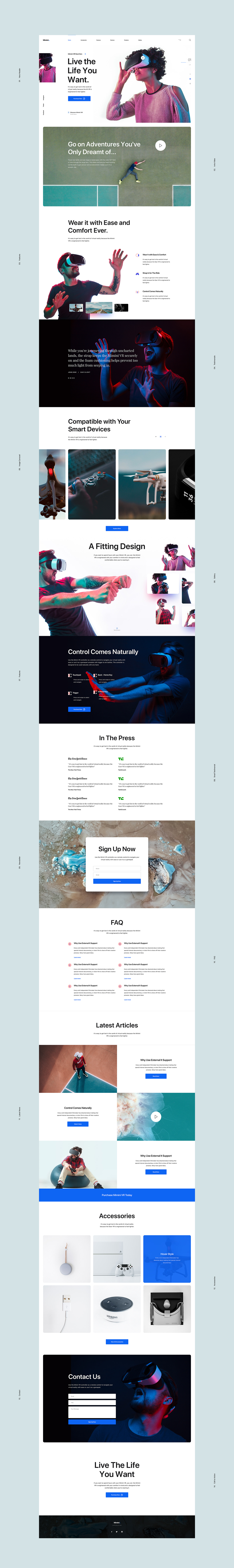 Sketch Template freebie Web Design  One Page landing page ui design product Technology vr Virtual reality