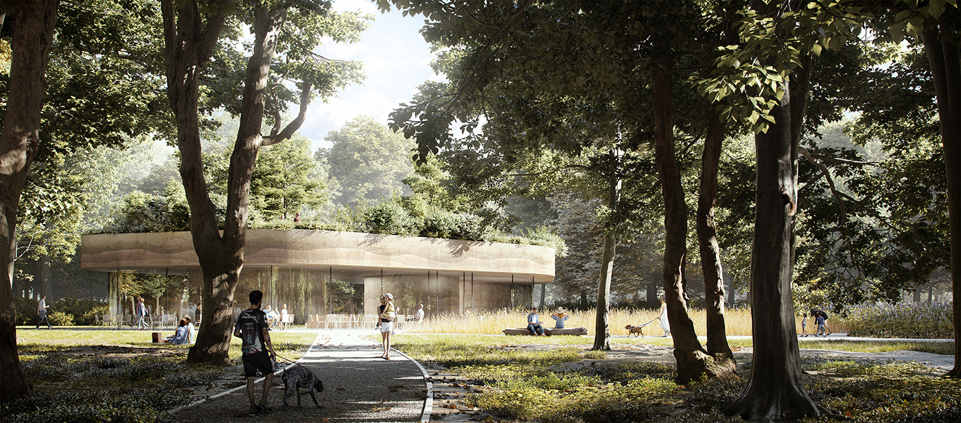3D architecture design Eko Landscape meadow Park visualisation vray warsaw