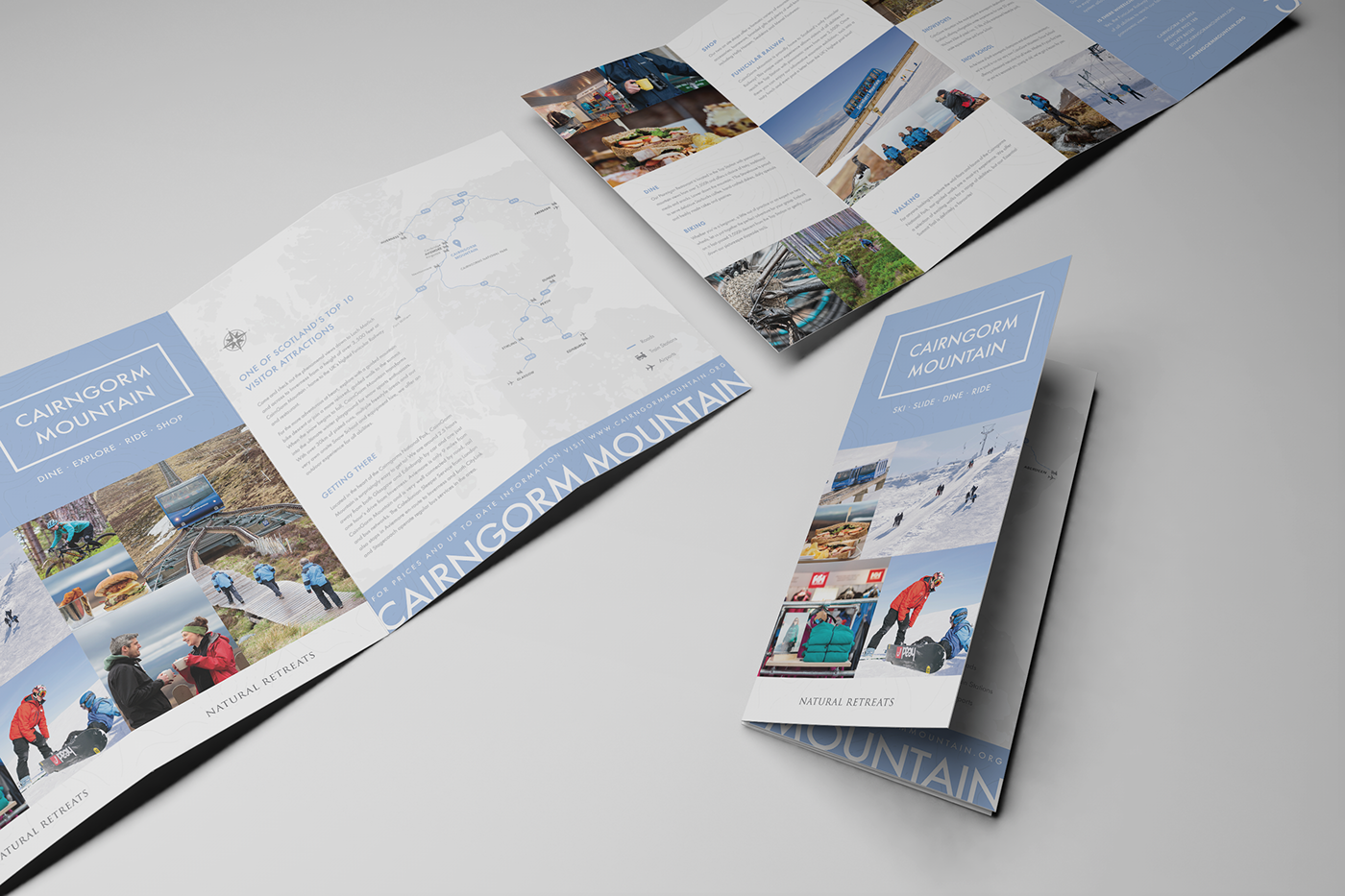 Adobe Portfolio trifold roll fold brochure Ski mountain winter summer