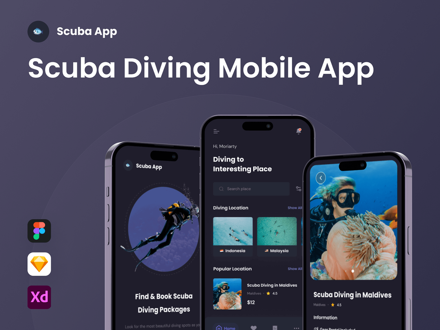 scuba diving scuba diving Mobile app ui design UX design scuba diving app