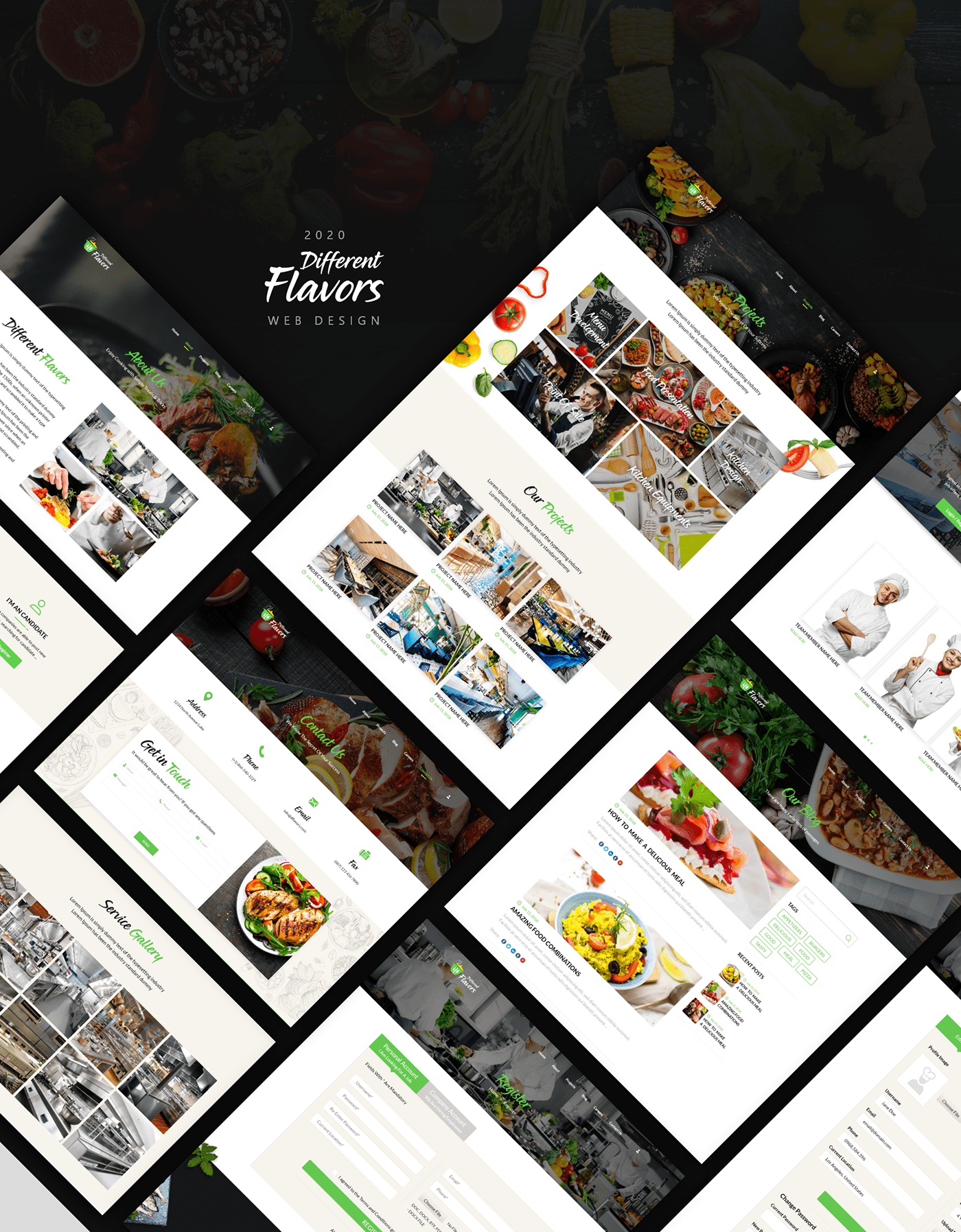chef cooking flavors Food  restaurant UI Web Design  Website