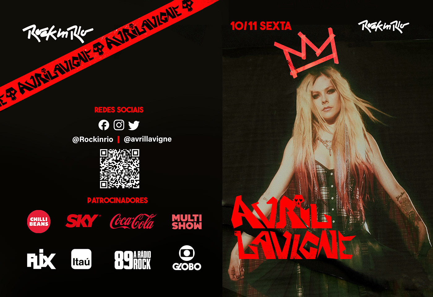 peças publicitárias INFLUENCER Avril Lavigne rock projeto gráfico briefing Cartaz Tipográfico Peças Gráficas ProduçãoGráfica rockinrio