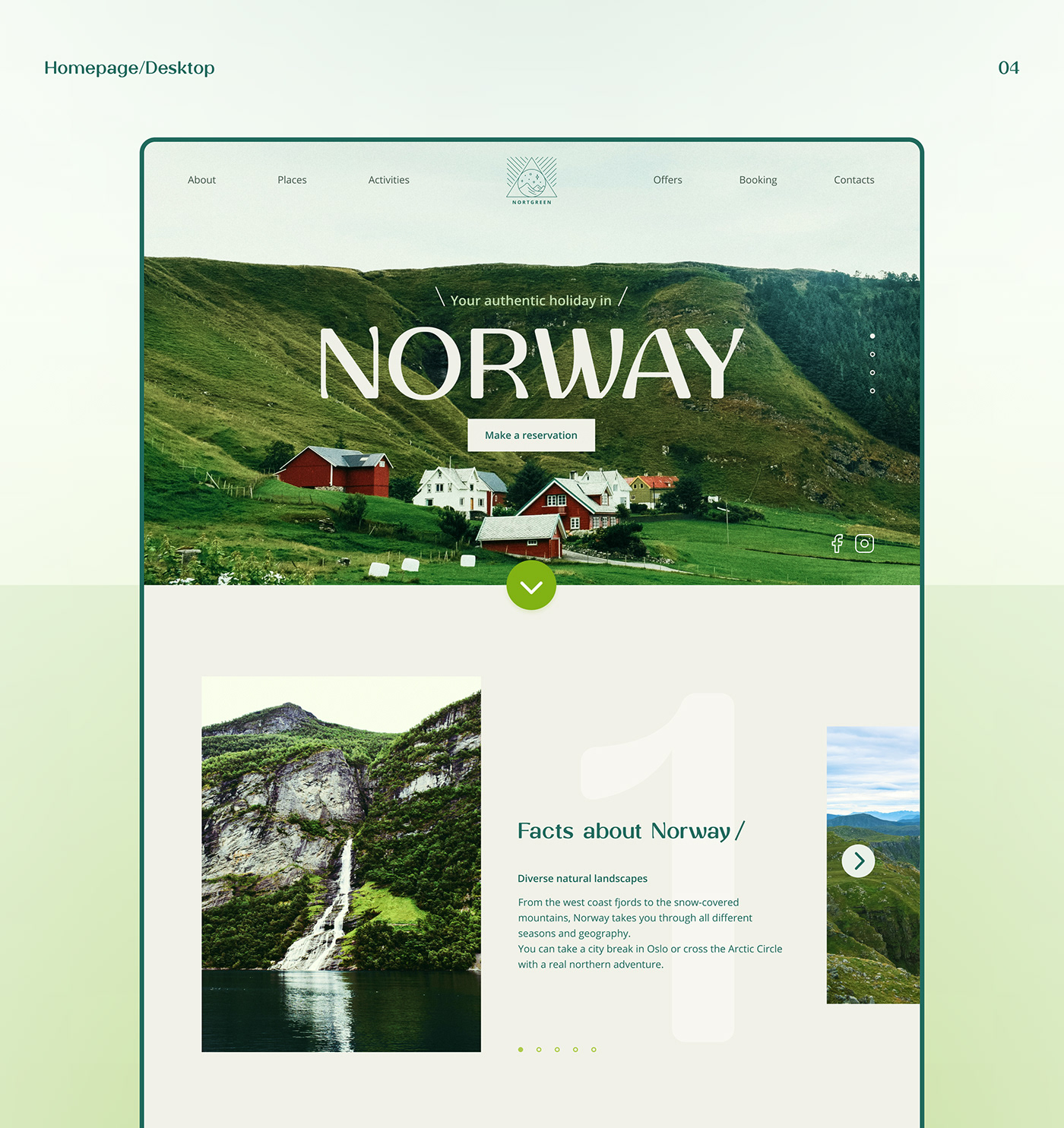 ecological Figma green norway Scandinavia tour operator travel agency travel site ux/ui web-design