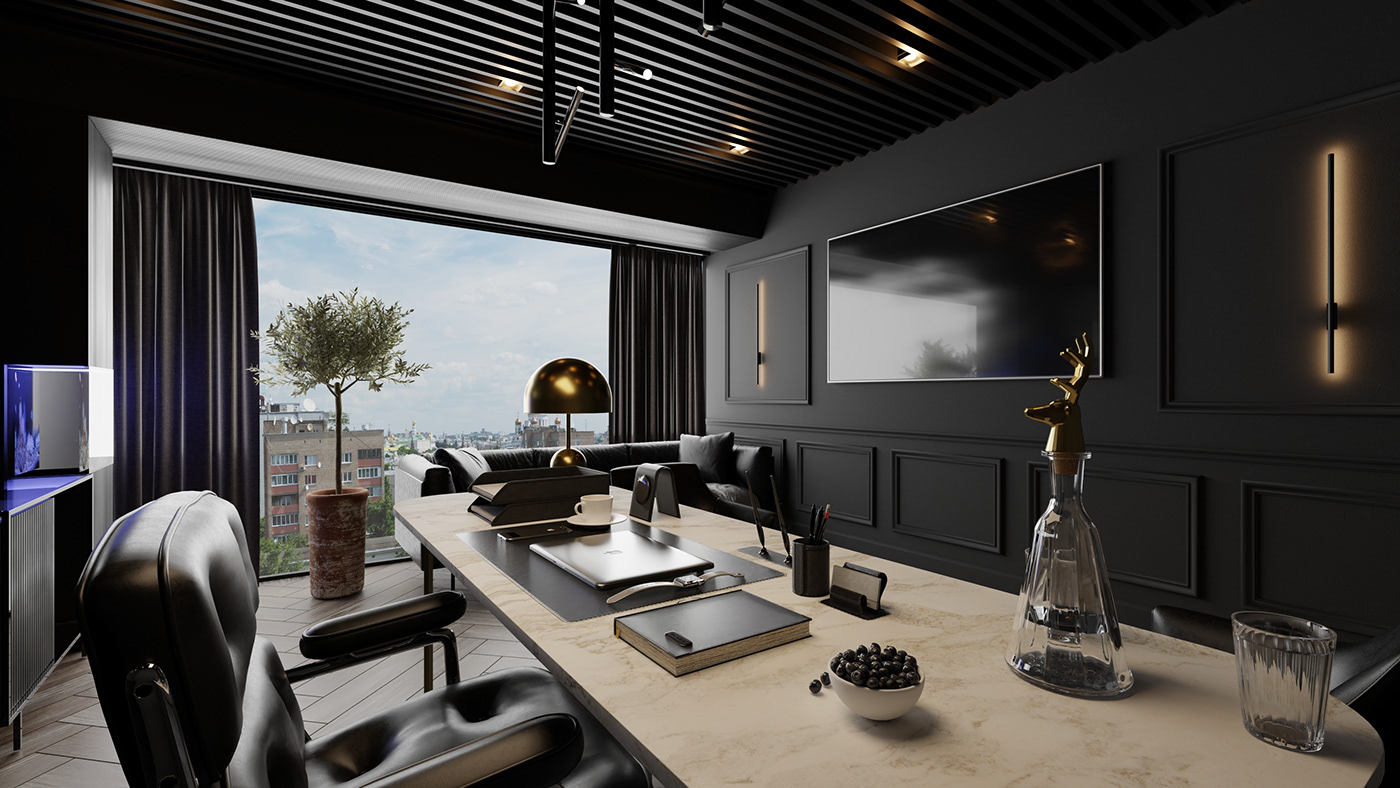 3D architecture archviz Interior interior design  modern neoclassic Office Render visualization