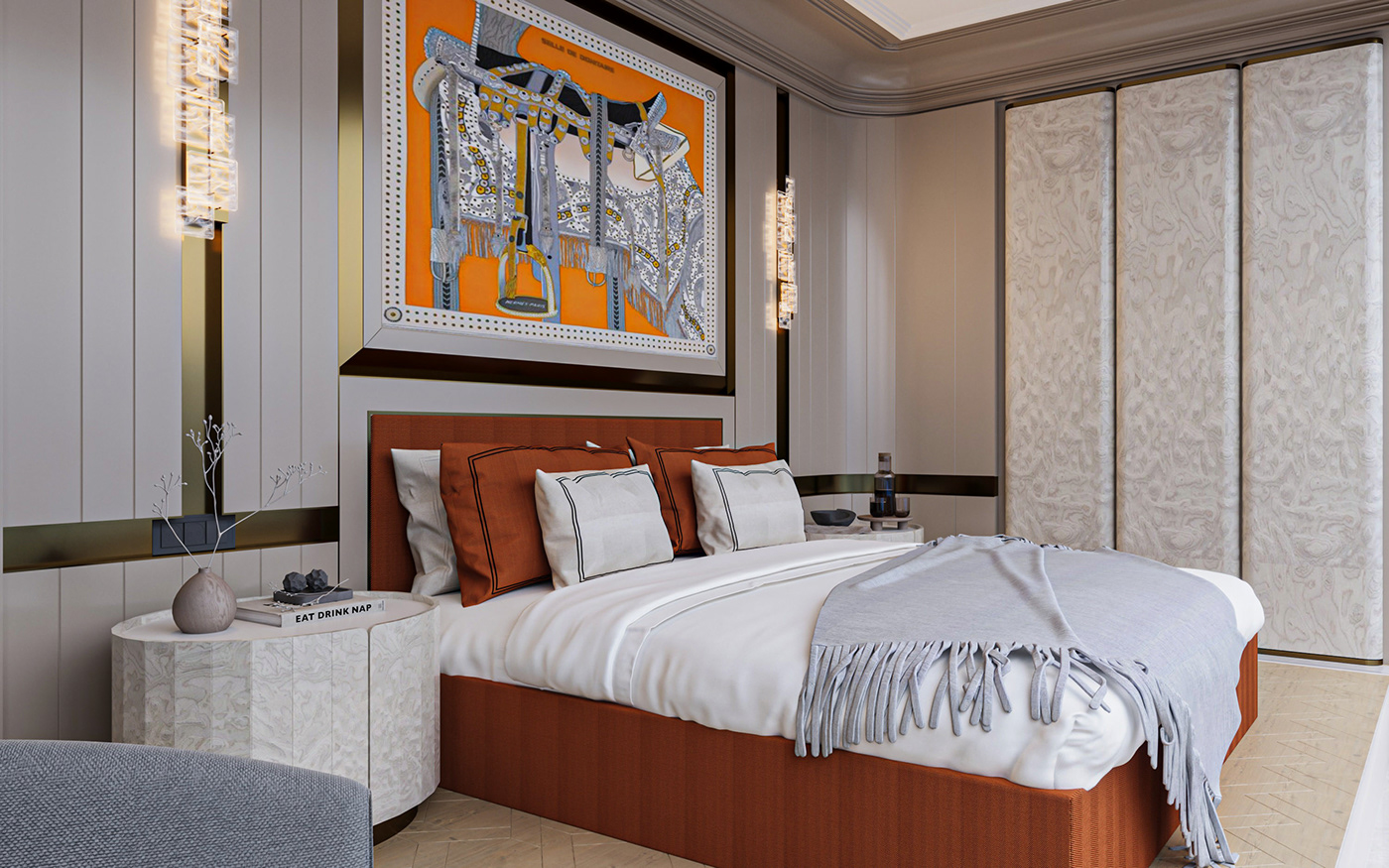 design interior design  guest room penthouse modern 3ds max corona Render architecture 3D